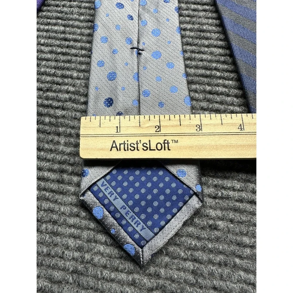 Perry Ellis Portfolio Ties Mens Silk‎ Purple Paisley Blue Dot Stripe Lot of 3